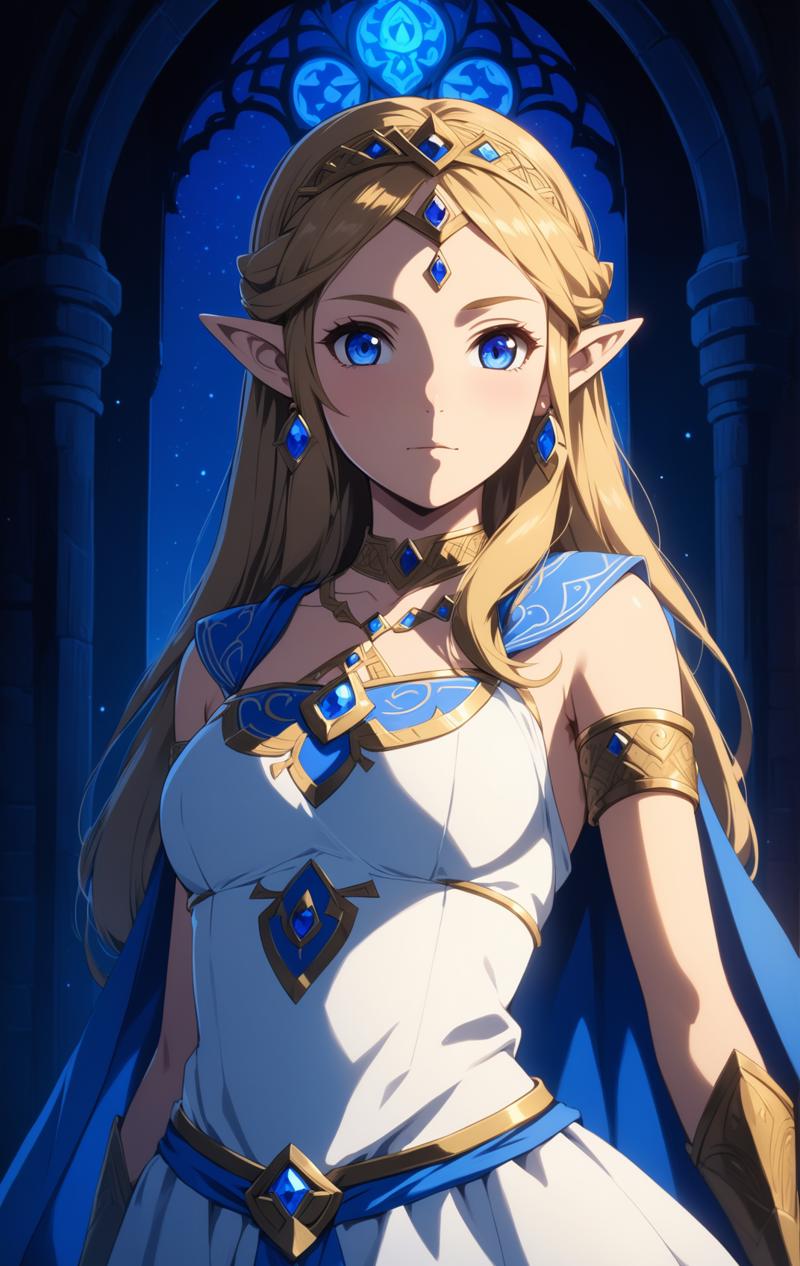 00153-2067885435-masterpiece, best quality, princess zelda, white gown, dark background, upper body, closed mouth, looking at viewer, arms behind.png